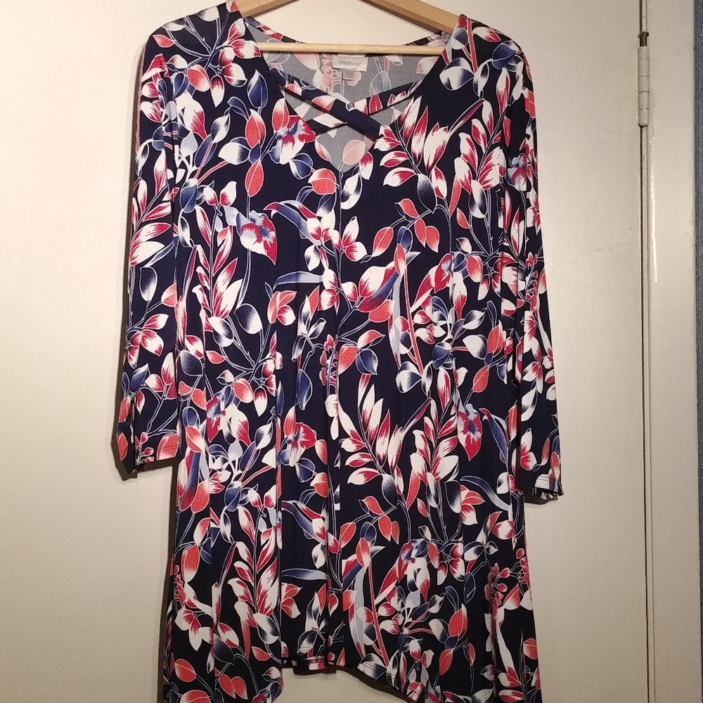Red white and blue blouse